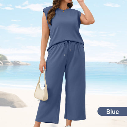 💜 LAST DAY PROMOTION - 50%OFF 💜 Women's Casual Sleeveless Top & Wide-Leg Pants Set