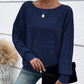 💜 LAST DAY PROMOTION - 50%OFF 💜Solid Round-Neck Striped Top with Long Sleeves