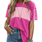 💜 LAST DAY PROMOTION - 50%OFF 💜 Women's Casual Round Neck Striped Color Clash Short Sleeve Top