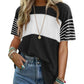 💜 LAST DAY PROMOTION - 50%OFF 💜 Women's Casual Round Neck Striped Color Clash Short Sleeve Top
