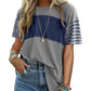 💜 LAST DAY PROMOTION - 50%OFF 💜 Women's Casual Round Neck Striped Color Clash Short Sleeve Top