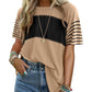 💜 LAST DAY PROMOTION - 50%OFF 💜 Women's Casual Round Neck Striped Color Clash Short Sleeve Top