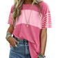 💜 LAST DAY PROMOTION - 50%OFF 💜 Women's Casual Round Neck Striped Color Clash Short Sleeve Top