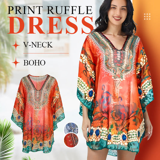 💜 LAST DAY PROMOTION - 50%OFF 💜 Women's Loose V-Neck Asymmetrical Dress
