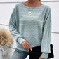 💜 LAST DAY PROMOTION - 50%OFF 💜Solid Round-Neck Striped Top with Long Sleeves