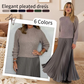💜 LAST DAY PROMOTION - 50%OFF 💜Women's solid color Long Sleeve Jumper & Pleated Bottom Dress