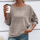 💜 LAST DAY PROMOTION - 50%OFF 💜Solid Round-Neck Striped Top with Long Sleeves