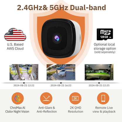 🔥 LAST DAY PROMOTION - 50%OFF 🔥 3MP 2K Window Camera,2.4GHz & 5GHz WiFi Indoor Cameras,ChromaMax Al Color Night Vision,Person & Motion Detection,Easy & Quick Install
