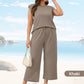 💜 LAST DAY PROMOTION - 50%OFF 💜 Women's Casual Sleeveless Top & Wide-Leg Pants Set