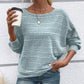 💜 LAST DAY PROMOTION - 50%OFF 💜Solid Round-Neck Striped Top with Long Sleeves