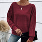 💜 LAST DAY PROMOTION - 50%OFF 💜Solid Round-Neck Striped Top with Long Sleeves