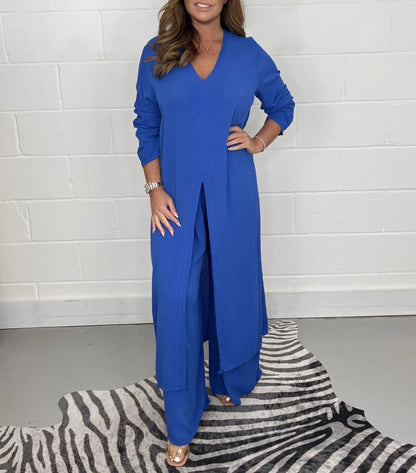💜 LAST DAY PROMOTION - 50%OFF 💜Two Piece Casual Long Top and Casual Trousers