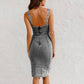 💜 LAST DAY PROMOTION - 50%OFF 💜 Adjustable strap U-neck split denim bodycon cami dress