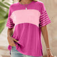 💜 LAST DAY PROMOTION - 50%OFF 💜 Women's Casual Round Neck Striped Color Clash Short Sleeve Top