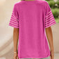 💜 LAST DAY PROMOTION - 50%OFF 💜 Women's Casual Round Neck Striped Color Clash Short Sleeve Top