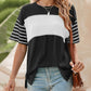 💜 LAST DAY PROMOTION - 50%OFF 💜 Women's Casual Round Neck Striped Color Clash Short Sleeve Top