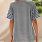 💜 LAST DAY PROMOTION - 50%OFF 💜 Women's Casual Round Neck Striped Color Clash Short Sleeve Top