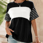 💜 LAST DAY PROMOTION - 50%OFF 💜 Women's Casual Round Neck Striped Color Clash Short Sleeve Top
