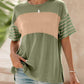 💜 LAST DAY PROMOTION - 50%OFF 💜 Women's Casual Round Neck Striped Color Clash Short Sleeve Top