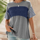 💜 LAST DAY PROMOTION - 50%OFF 💜 Women's Casual Round Neck Striped Color Clash Short Sleeve Top