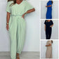 💜 LAST DAY PROMOTION - 50%OFF 💜 Women's V-Neck Solid Color Loose Waisted Jumpsuit