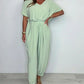 💜 LAST DAY PROMOTION - 50%OFF 💜 Women's V-Neck Solid Color Loose Waisted Jumpsuit