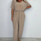 💜 LAST DAY PROMOTION - 50%OFF 💜 Women's V-Neck Solid Color Loose Waisted Jumpsuit