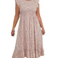 💜 LAST DAY PROMOTION - 50%OFF 💜Women's Elegant Floral Print High-Waisted Ruffle Cap Sleeve Dress