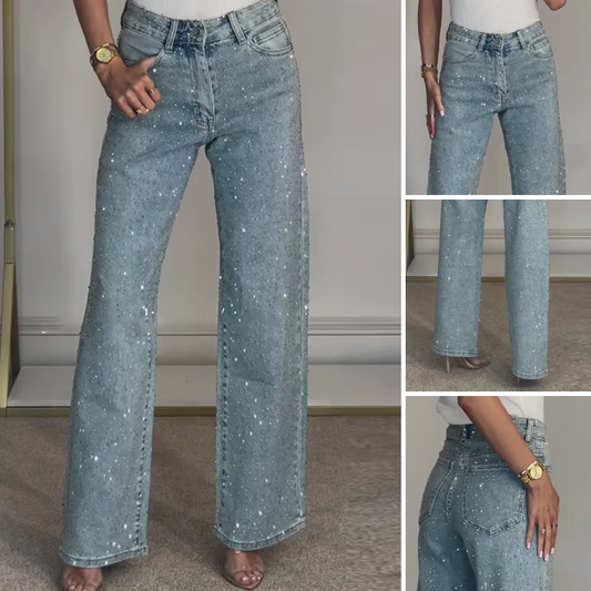 💜LAST DAY PROMOTION - 50%OFF💜Straight Leg Jeans With Rhinestones