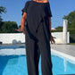 💜 LAST DAY PROMOTION - 50%OFF 💜Solid Color Off-Shoulder Top & Pants Set