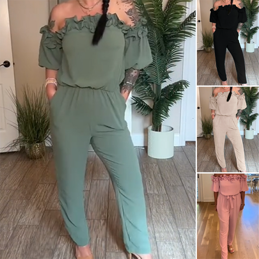 💜 LAST DAY PROMOTION - 50%OFF 💜 Off-The-Shoulder Ruffle Jumpsuit