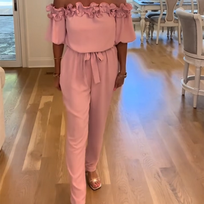 💜 LAST DAY PROMOTION - 50%OFF 💜 Off-The-Shoulder Ruffle Jumpsuit