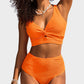 💃2025 New Type - 50% OFF 👙Textured Knot-Front High-Waisted Bikini Set