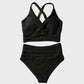 💃2025 New Type - 50% OFF 👙Textured Knot-Front High-Waisted Bikini Set