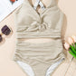 💃2025 New Type - 50% OFF 👙Textured Knot-Front High-Waisted Bikini Set