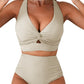 💃2025 New Type - 50% OFF 👙Textured Knot-Front High-Waisted Bikini Set
