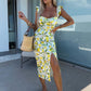 💜 LAST DAY PROMOTION - 50%OFF 💜 Women's Elegant Floral Print Side Slit Dress