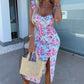 💜 LAST DAY PROMOTION - 50%OFF 💜 Women's Elegant Floral Print Side Slit Dress