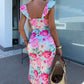 💜 LAST DAY PROMOTION - 50%OFF 💜 Women's Elegant Floral Print Side Slit Dress