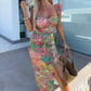 💜 LAST DAY PROMOTION - 50%OFF 💜 Women's Elegant Floral Print Side Slit Dress