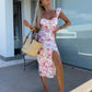 💜 LAST DAY PROMOTION - 50%OFF 💜 Women's Elegant Floral Print Side Slit Dress