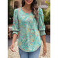 💜 LAST DAY PROMOTION - 50%OFF 💜Women Dressy Casual 3/4 Length Sleeve Blouses with Smocked Cuffs