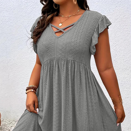 💜 LAST DAY PROMOTION - 50%OFF 💜Women's V-Neck Ruffle Trim Dress