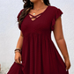 💜 LAST DAY PROMOTION - 50%OFF 💜Women's V-Neck Ruffle Trim Dress