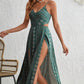 💜 LAST DAY PROMOTION - 50%OFF 💜 Women’s Trendy Print Spaghetti Strap Maxi Dress with Side Slit