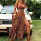 💜 LAST DAY PROMOTION - 50%OFF 💜 Women’s Trendy Print Spaghetti Strap Maxi Dress with Side Slit