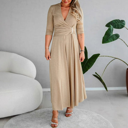 💜 LAST DAY PROMOTION - 50%OFF 💜 Women's Deep V-Neck Wrap Maxi Dress