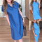 💜 LAST DAY PROMOTION - 50%OFF 💜 Women's V-Neck Short Sleeve Denim Casual Dress