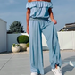 💜 LAST DAY PROMOTION - 50%OFF 💜 Women's Solid Off-the-Shoulder Top & Wide-Leg Pants 2-Piece Set
