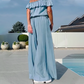 💜 LAST DAY PROMOTION - 50%OFF 💜 Women's Solid Off-the-Shoulder Top & Wide-Leg Pants 2-Piece Set
